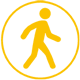 Icon einer gehenden Person in einem Kreis